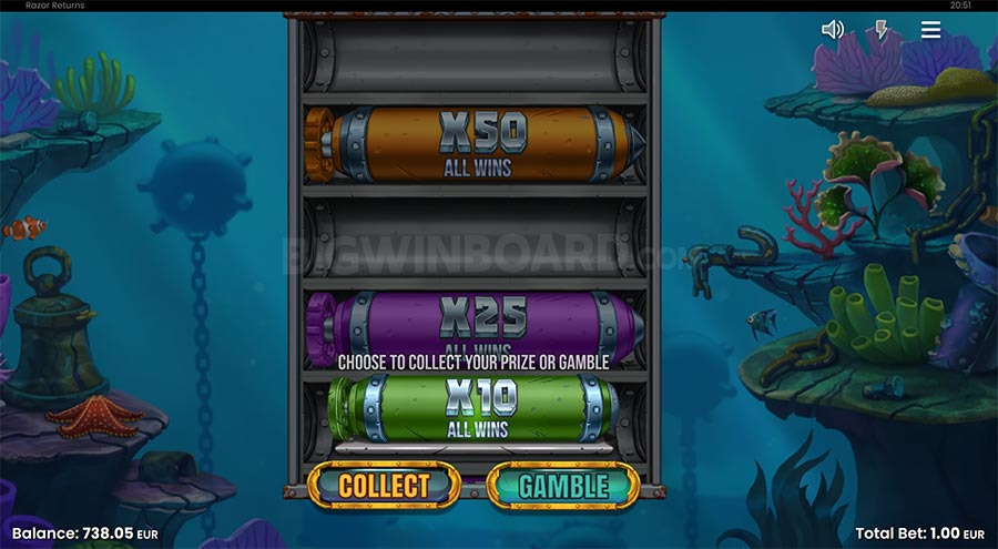Razor Returns slot – bonus gamble
